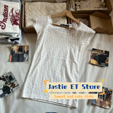DERMEARNE American Style Black Polka Dot Lace Short Sleeve T-shirt Women Sexy Slash Neck Slim Retro Crop Top Cotton Blend Short Tees Shirt