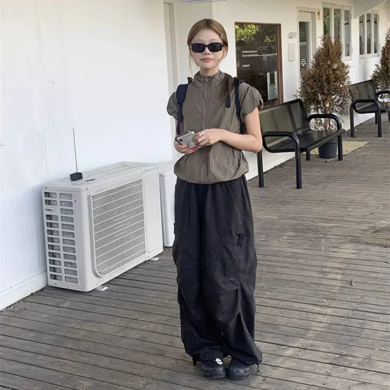 DERMEARNE American Vintage Sports Jackets Women Mountaineer Short Sleeve Sun-proof Coat Female Summer Thin Zipper Quick Drying Jacket