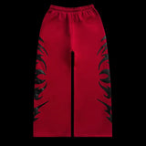 DERMEARNE American street print zipper long sleeved hooded sweatshirt cardigan jacket Y2K long pants casual set, men's and women's