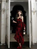 DERMEARNE Amour's Poem's Dress Burgundy Oath Skirt Hot Design Dress Rose Dress Fishtail Skirt Cos Sexy Girls Dress Red Skirt Green Dress