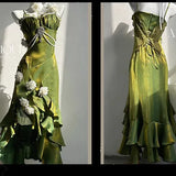 DERMEARNE Amour's Poem's Dress Burgundy Oath Skirt Hot Design Dress Rose Dress Fishtail Skirt Cos Sexy Girls Dress Red Skirt Green Dress