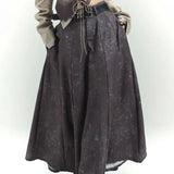 DERMEARNE Autumn Fashion Casual Ziper Cargo Skirt Women Y2k Street Wear Floor-length Gray Skirt Female Print Waste Soil Wind Ankle Clothes