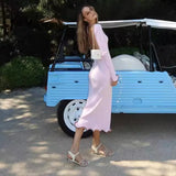 DERMEARNE Autumn New Knitted Mini Dress For Women Fungus Contrast Color Slim Sweater Dress Elegant Female Party Clothes Long Sleeve