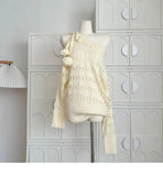 DERMEARNE Autumn Winter Woman Korean Fashion Cute Core Sweet 2000s Sweater Elegant Oversize Knitwears Designer Aesthetic Chic Coquette