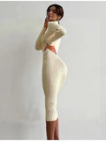 DERMEARNE Autumn Winter Women Turtleneck Knitted Dresses Elegant Solid Bodycon Long Sleeve Sweater Dress Spring Office Lady Sexy Dresses