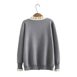 DERMEARNE Autumn Winter Women's Jumper Fashion New Regular Collar Pullovers Beading Placket Tops Flare Sleeve Plus Size Sweater XL/3XL