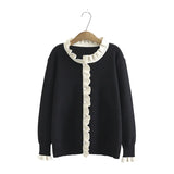 DERMEARNE Autumn Winter Women's Jumper Fashion New Regular Collar Pullovers Beading Placket Tops Flare Sleeve Plus Size Sweater XL/3XL