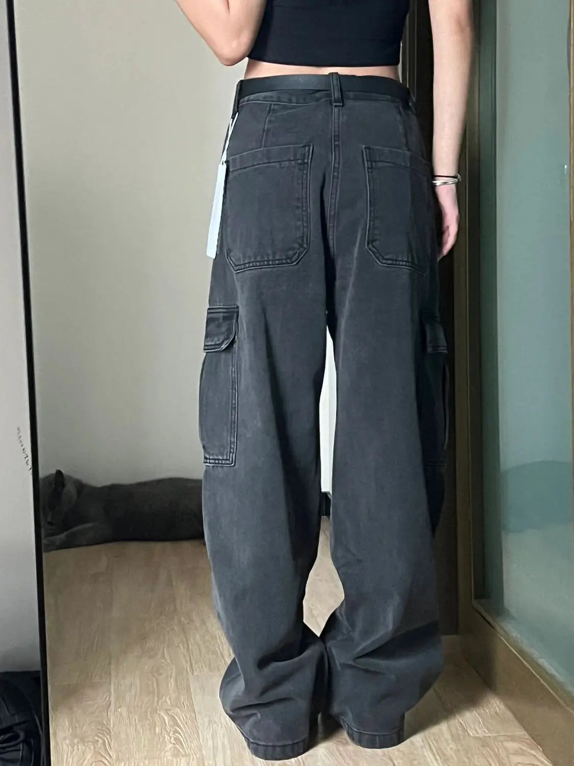 DERMEARNE Autumn Women Harajuku Cargo Baggy Blue Jeans Streetwear Hip Hop Oversize Casual Wide Leg Vintage Demin Pants Y2k Loose Trousers