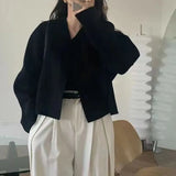 DERMEARNE Autumn and Winter Fashion Korean Edition High End V-neck Short Woolen Loose and Versatile Western Style Slimming Women's Coat