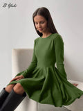 DERMEARNE Blessyuki Elegant Solid Knit Dress Women Autumn Winter Casual Long Sleeve A-line Evening Dresses Female Korean Sexy Mini Dress