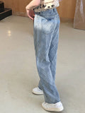 DERMEARNE Blue Y2k Fashion Loose Jeans Women Pockets Korean Style Designer Straight Pants Female High Waist Casual Denim Pants 2025 New