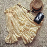 DERMEARNE Boho Inspired off shoulder long sleeve blouse women ruffled neckline tie up front sexy women tops new summer tops women clothing