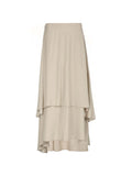 DERMEARNE Boho Vacation Long Skirts Womens Solid Two Layers Asymmetrical Bandage Skirt