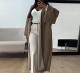 DERMEARNE Cardigan Women Autumn Winter Thick Cozy Loose Long Sweater Coat Full Sleeve Knitted Woolen Robe Coat Jacket Open Stitch Overcoat