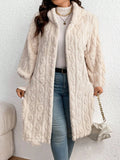DERMEARNE Cardigan Women Autumn Winter Thick Cozy Loose Long Sweater Coat Full Sleeve Knitted Woolen Robe Coat Jacket Open Stitch Overcoat