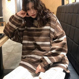 Dermearne Casual stripe pattern knitted sweater V-neck 90S tops emo girl urban street beauty punk high street retro hop silm women sweater