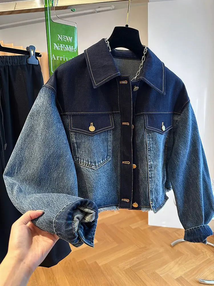 DERMEARNE Chaquetas Para Mujer Short Denim Coat Vintage Autumn Y2k Top Korean Jeans Jacket Women Fashion Streetwear High Clothes