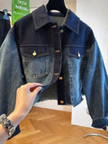 DERMEARNE Chaquetas Para Mujer Short Denim Coat Vintage Autumn Y2k Top Korean Jeans Jacket Women Fashion Streetwear High Clothes