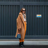 DERMEARNE Coat Lamb Fur New Warm Thickened Plush Medium and Long Environmentally Friendly Coat for Women