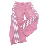 DERMEARNE Combhasaki Women's Y2K Vintage Button Waist Wide Leg Denim Long Pants Side Striped Print Loose Pocket Jeans Trousers Streetwear