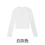 DERMEARNE Cotton O Neck Long Sleeve Shirt Women Sexy Cropped Tops 2025 Autumn Black Casual Skinny Slim Basic Woman T Shirts White Clothing
