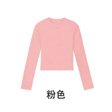 DERMEARNE Cotton O Neck Long Sleeve Shirt Women Sexy Cropped Tops 2025 Autumn Black Casual Skinny Slim Basic Woman T Shirts White Clothing