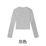 DERMEARNE Cotton O Neck Long Sleeve Shirt Women Sexy Cropped Tops 2025 Autumn Black Casual Skinny Slim Basic Woman T Shirts White Clothing