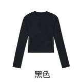 DERMEARNE Cotton O Neck Long Sleeve Shirt Women Sexy Cropped Tops 2025 Autumn Black Casual Skinny Slim Basic Woman T Shirts White Clothing