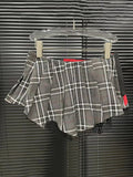 DERMEARNE DEAT Fashion Trendy Women's Patchwork Plaid Design Pleated Mini Skirts 2025 Summer New High Waist A-line Skirt Female 29L7565