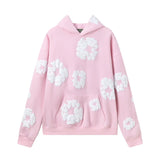 DERMEARNE DENIM TEARS 2025 New Men's and Women's Same Kapok Foam Printing High Street Fleece Hooded Sweater with Trousers Set