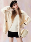 DERMEARNE Deeptown Korean Fashion Knitted Cardigan Women Sweet Girl Bow Hollow Out Sweater Coquette Aesthetic Loose Long Sleeve Top Autumn