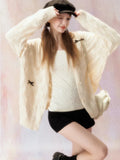 DERMEARNE Deeptown Korean Fashion Knitted Cardigan Women Sweet Girl Bow Hollow Out Sweater Coquette Aesthetic Loose Long Sleeve Top Autumn