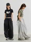 DERMEARNE Deeptown Y2k Harajuku Vintage Parachute Pants Women Oversize Baggy Hippie Streetwear Pleated Joggers Trousers Kpop 90s Aesthetic