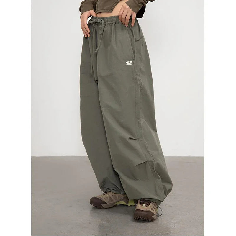 DERMEARNE Deeptown Y2k Harajuku Vintage Parachute Pants Women Oversize Baggy Hippie Streetwear Pleated Joggers Trousers Kpop 90s Aesthetic