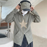 DERMEARNE Dourbesty 2022 Autumn Hoodies Harajuku Y2K Vintage Star Patched Zip Up Sweatshirts Grunge Korean Fashion E-girls Sweatshirt Coat