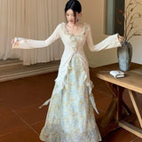 DERMEARNE Elegant Chinese Style 2-Piece Set SensibilityNicheshirtTopAutumn Fragrant Leaf Design Women's Clothing Warm Hearted