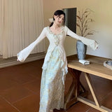 DERMEARNE Elegant Chinese Style 2-Piece Set SensibilityNicheshirtTopAutumn Fragrant Leaf Design Women's Clothing Warm Hearted