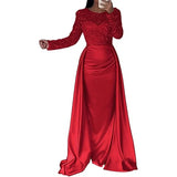 DERMEARNE Elegant Sequin Patchwork Slim Banquet Dress Lady Temperament Long Sleeved Pleated A-line Dress 2025 New Year Women Evening Dress