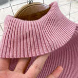 DERMEARNE Elegant Turtleneck Long Sleeve Knit Bodycon Pencil Dress Slim Basic Fashion Sweater Vestido Sexy Women Autumn Winter Clothing