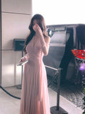 DERMEARNE Elegant Wedding Evening Party Midi Dresses for Women 2025 Summer New Spliced Mesh French Sexy Sleeveless Pink Female Clothing