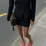 DERMEARNE Elegant Women's Sets Long Sleeve Button Slim Blazer Coats Zipper Mini Skirt 2 Piece Sets Women Outfit 2025 Spring LLady Clothing