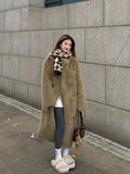 DERMEARNE Environmentally Friendly Fur and Fur Integrated Medium Long Thick Mink Fur Over the Knee Lazy Style Fur Coat for Women