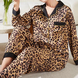 DERMEARNE Europe & American Retro Leopard Women's Pajamas Elegant Trendy Print Lazy Fashion Sleepwear 2025 New Summer 2pcs Casual Homewear
