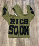 DERMEARNE European and American Trendy Brand Fashion Jacket Letter Embroidered Oversized Hoodie Men Y2k Harajuku Retro Zipper Sweatshirt