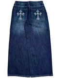 DERMEARNE European and American vintage wash do old jeans men Y2k street fashion pocket cross embroidery wide leg pants Punk trend pants