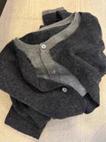 DERMEARNE Fake two 100% pure cashmere sweater cardigan dark grey high-grade wool knit coat top