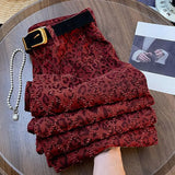 DERMEARNE Fashion American High Street Leopard Jeans Female 2025 New Autumn and Winter Anchorage Multi-color Straight Casual Wideleg Pants
