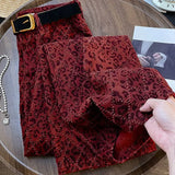 DERMEARNE Fashion American High Street Leopard Jeans Female 2025 New Autumn and Winter Anchorage Multi-color Straight Casual Wideleg Pants