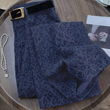 DERMEARNE Fashion American High Street Leopard Jeans Female 2025 New Autumn and Winter Anchorage Multi-color Straight Casual Wideleg Pants