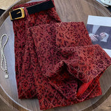 DERMEARNE Fashion American High Street Leopard Jeans Female 2025 New Autumn and Winter Anchorage Multi-color Straight Casual Wideleg Pants